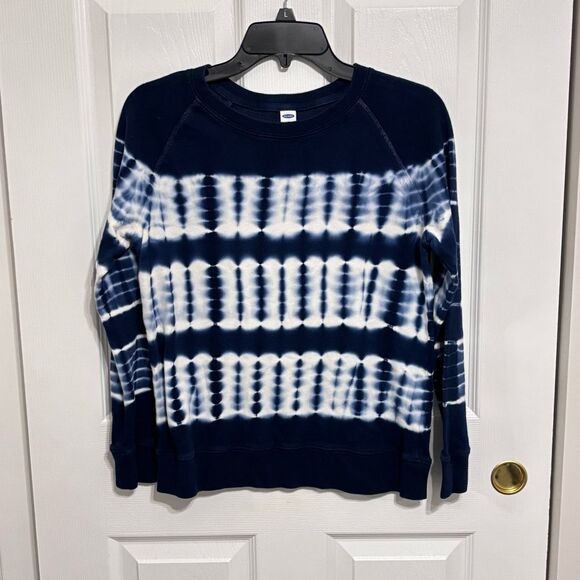 Old Navy | Women’s Navy Blue and White Tie-Dye Crewneck Pullover Sweatshirt XS - Picture 1 of 12